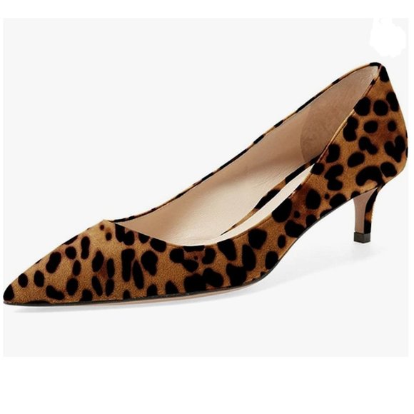 Shoes A Ydn Leopard Kitten Heel Pumps Pointed Toe Dress Shoes For Office Lady Suede Poshmark